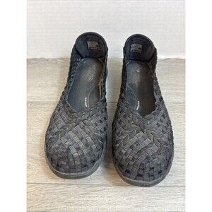 Sketchers Bobs Woman’s Shoes Size 9.5 Black Slip On Flats Arch Pillow Weave
